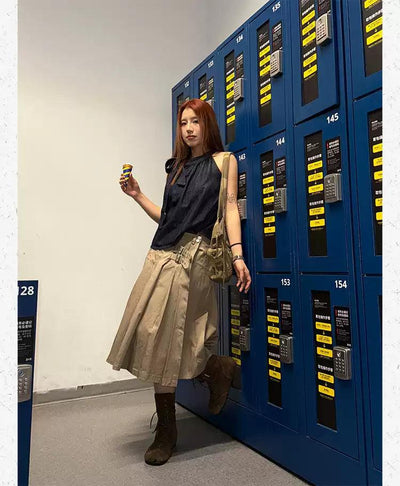 Knot Solid Sleeveless Blouse Korean Street Fashion Blouse By Made Extreme Shop Online at OH Vault