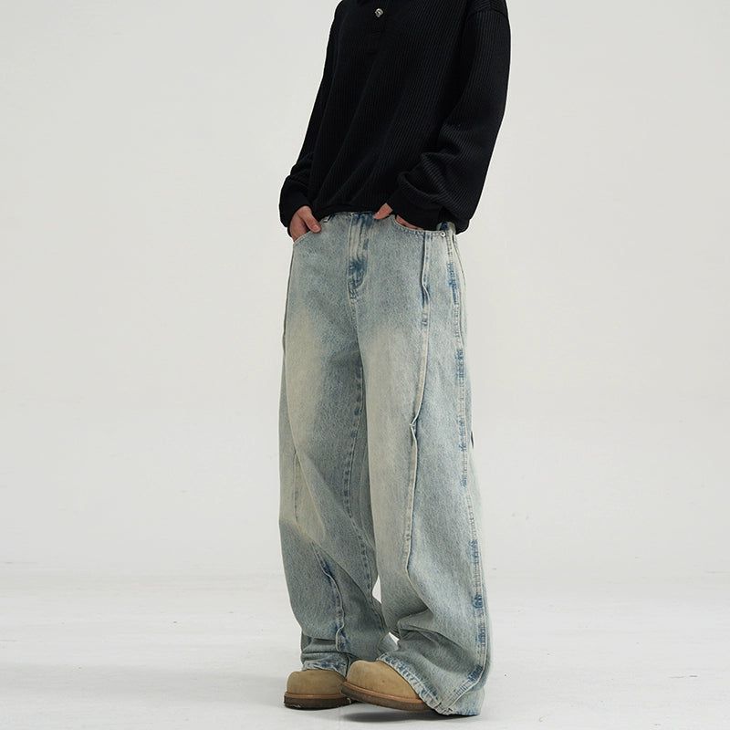 Light Fade Multi-Seams Jeans Korean Street Fashion Jeans By A PUEE Shop Online at OH Vault