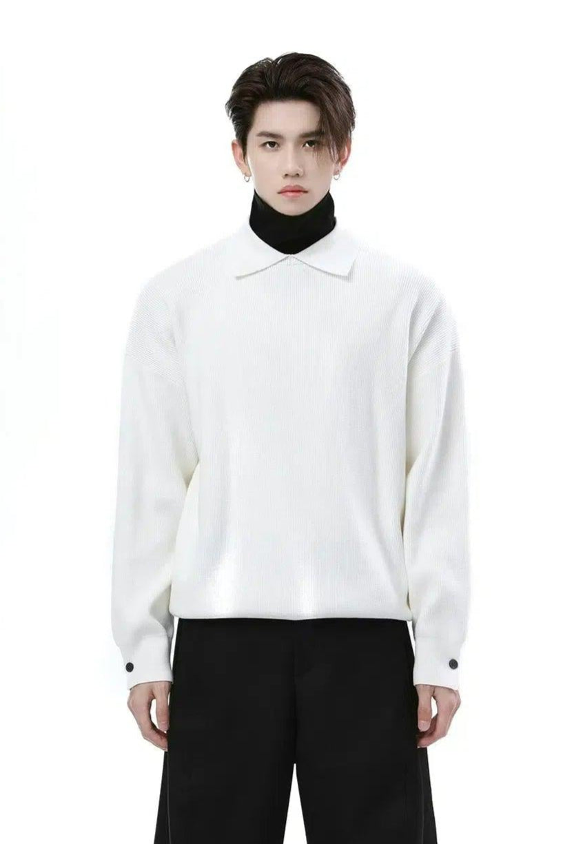 Contrast Layered Lapel Sweater Korean Street Fashion Sweater By Turn Tide Shop Online at OH Vault