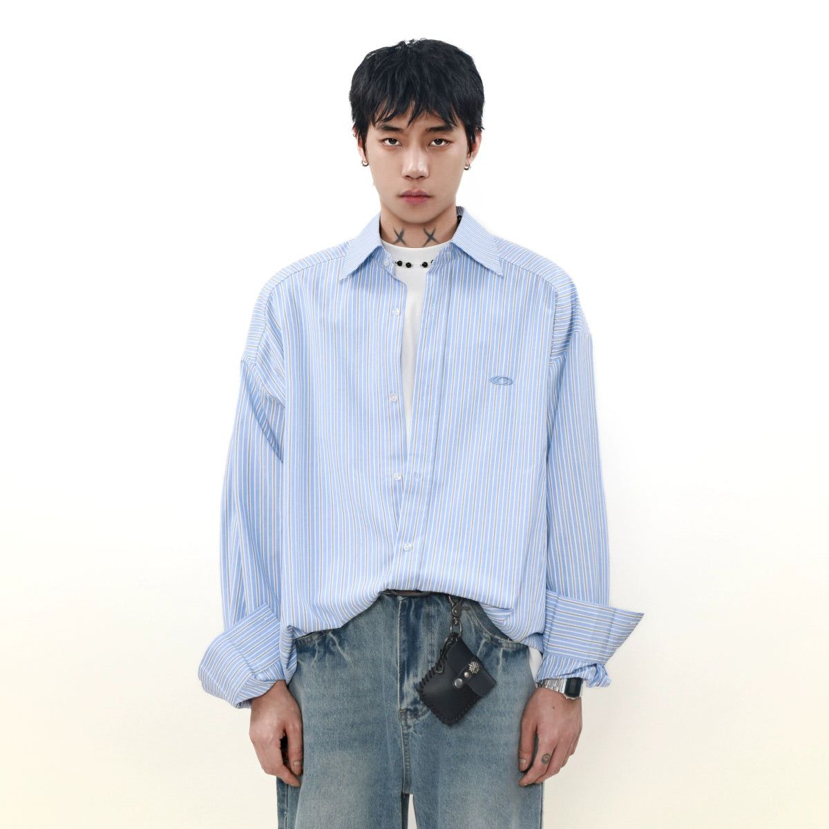 Neat Striped Buttoned Shirt Korean Street Fashion Shirt By Mr Nearly Shop Online at OH Vault