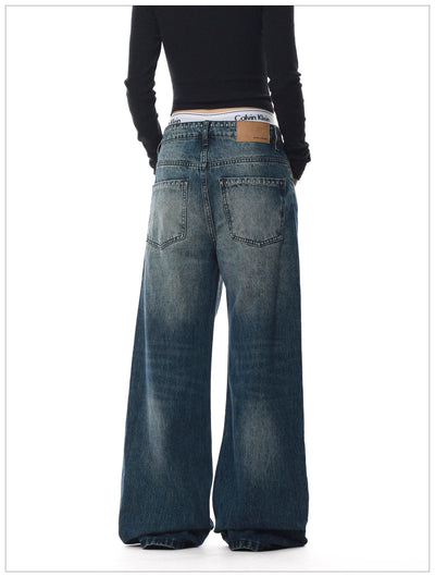 Washed Button-Down Flared Jeans Korean Street Fashion Jeans By Mr Nearly Shop Online at OH Vault