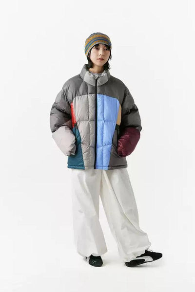 Color Block Quilted Puffer Jacket Korean Street Fashion Jacket By Crying Center Shop Online at OH Vault