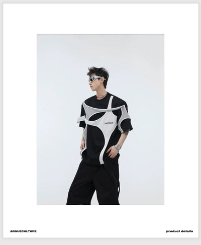 Abstract Contrast Splice T-Shirt Korean Street Fashion T-Shirt By Argue Culture Shop Online at OH Vault