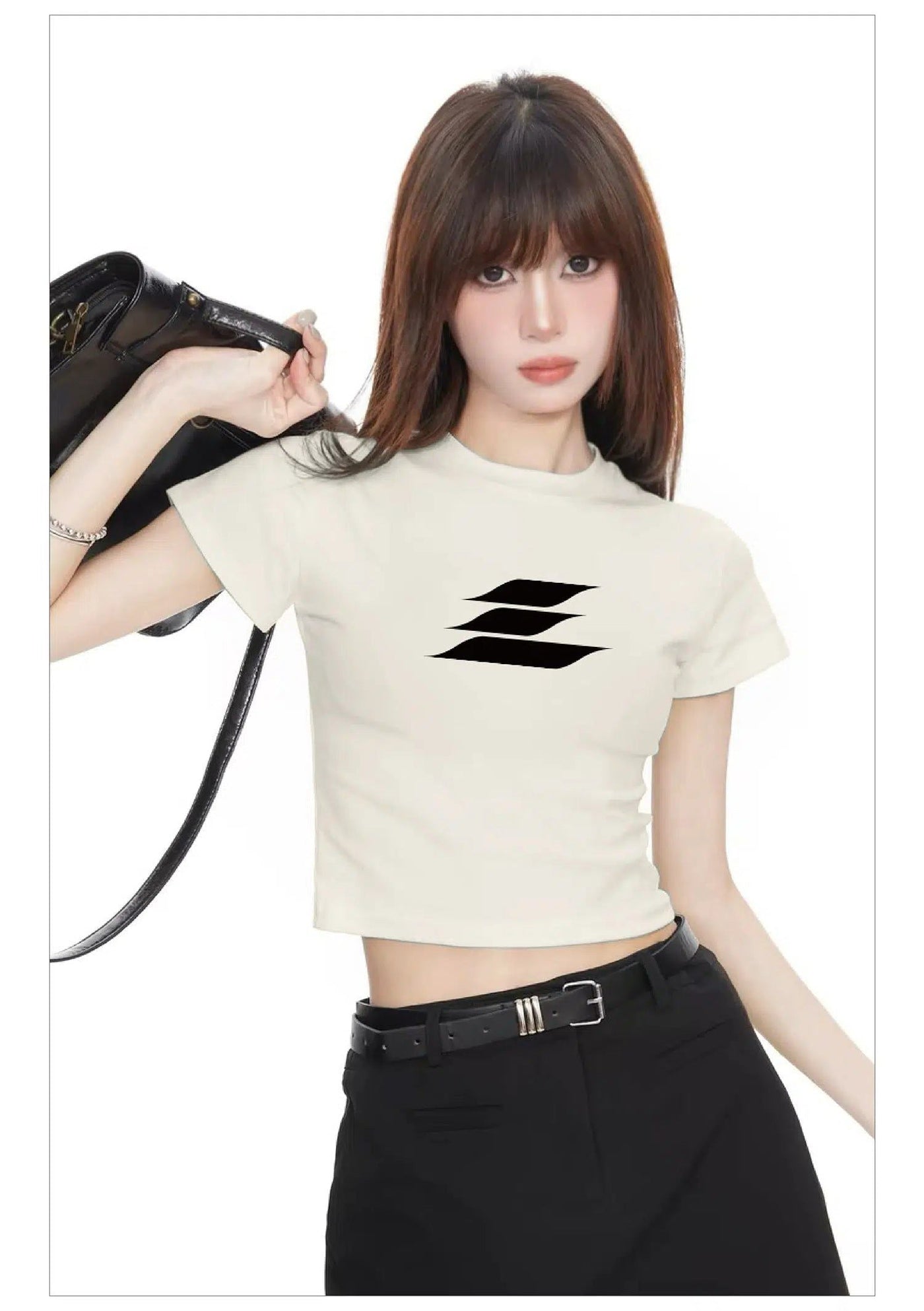 Logo Print Cropped T-Shirt Korean Street Fashion T-Shirt By Lost CTRL Shop Online at OH Vault