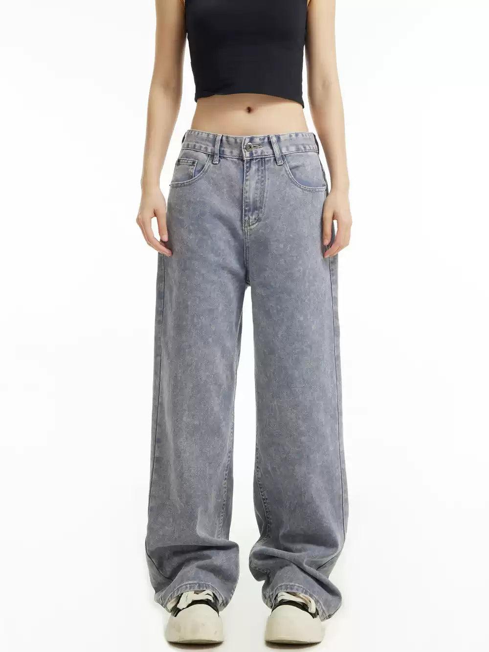 Faded & Washed Straight Jeans Korean Street Fashion Jeans By INS Korea Shop Online at OH Vault