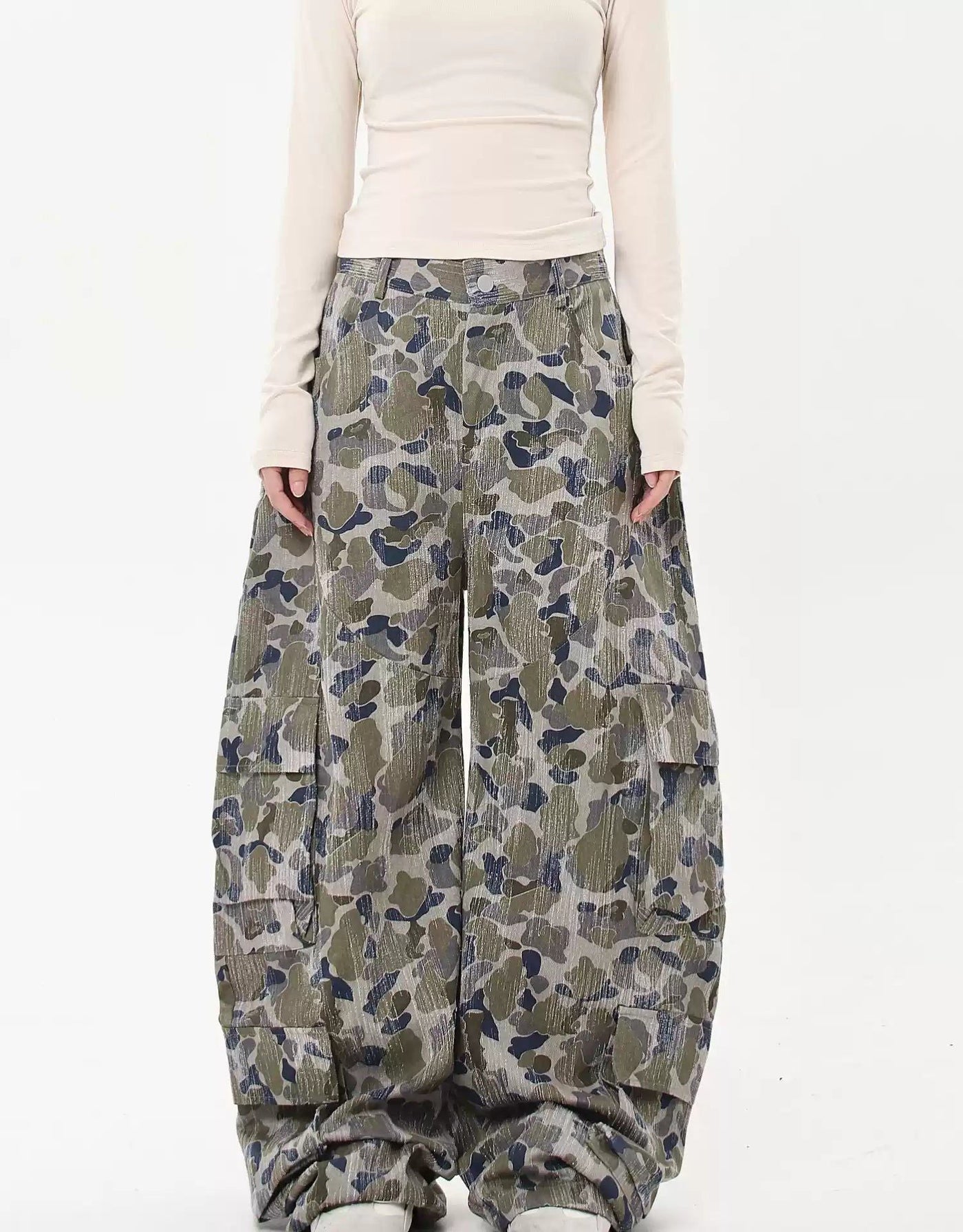 Camo Cargo Wide Leg Pants Korean Street Fashion Pants By Blacklists Shop Online at OH Vault