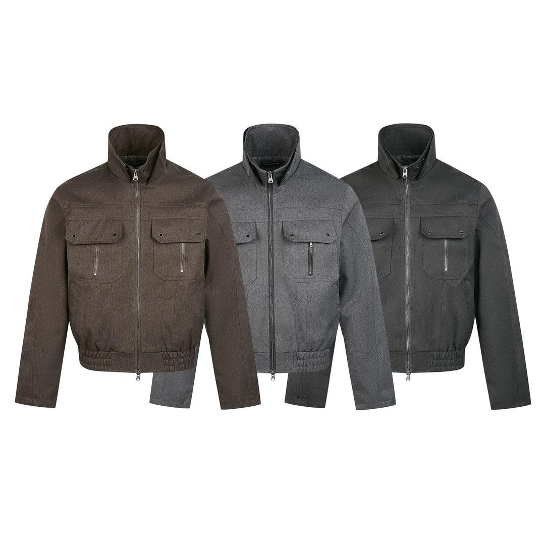 Structured Funnel Neck Zipped Jacket Korean Street Fashion Jacket By Made Extreme Shop Online at OH Vault