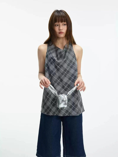 Checkered Halterneck Vest Korean Street Fashion Vest By Jump Next Shop Online at OH Vault