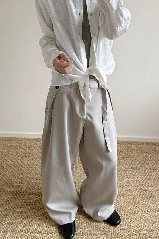 Waist Belt Strap Minimal Trousers Korean Street Fashion Trousers By A PUEE Shop Online at OH Vault