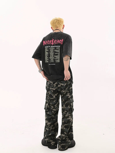 Camo Print Pleated Straight Cargo Pants Korean Street Fashion Pants By Blacklists Shop Online at OH Vault