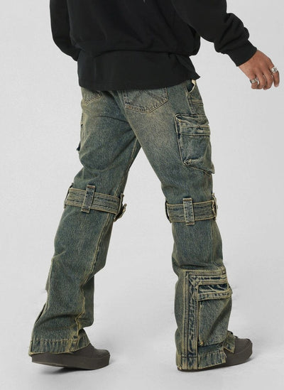 Strapped Thighs Cargo Jeans