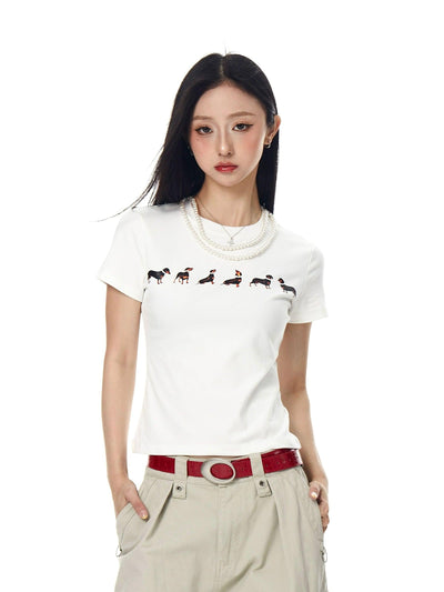 Graphic Print Cropped T-Shirt Korean Street Fashion T-Shirt By Blacklists Shop Online at OH Vault