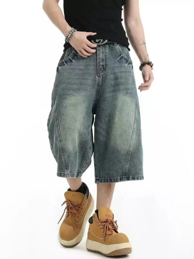 Gradient Washed Wide Denim Shorts Korean Street Fashion Shorts By INS Korea Shop Online at OH Vault
