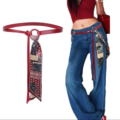 Patterned Scarf Waist Belt Korean Street Fashion Belt By Tian Tian Shop Online at OH Vault