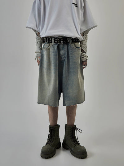 Washed Tassel Raw Edge Denim Shorts Korean Street Fashion Shorts By Ash Dark Shop Online at OH Vault