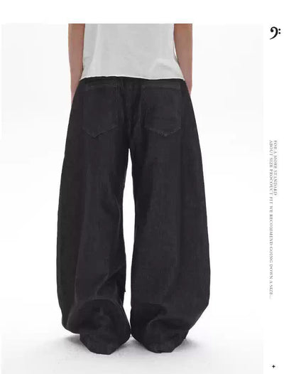 Structured Spliced Wide Jeans Korean Street Fashion Jeans By Pioneer of Heroism Shop Online at OH Vault