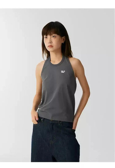Logo Backless Halterneck Vest Korean Street Fashion Vest By Crying Center Shop Online at OH Vault