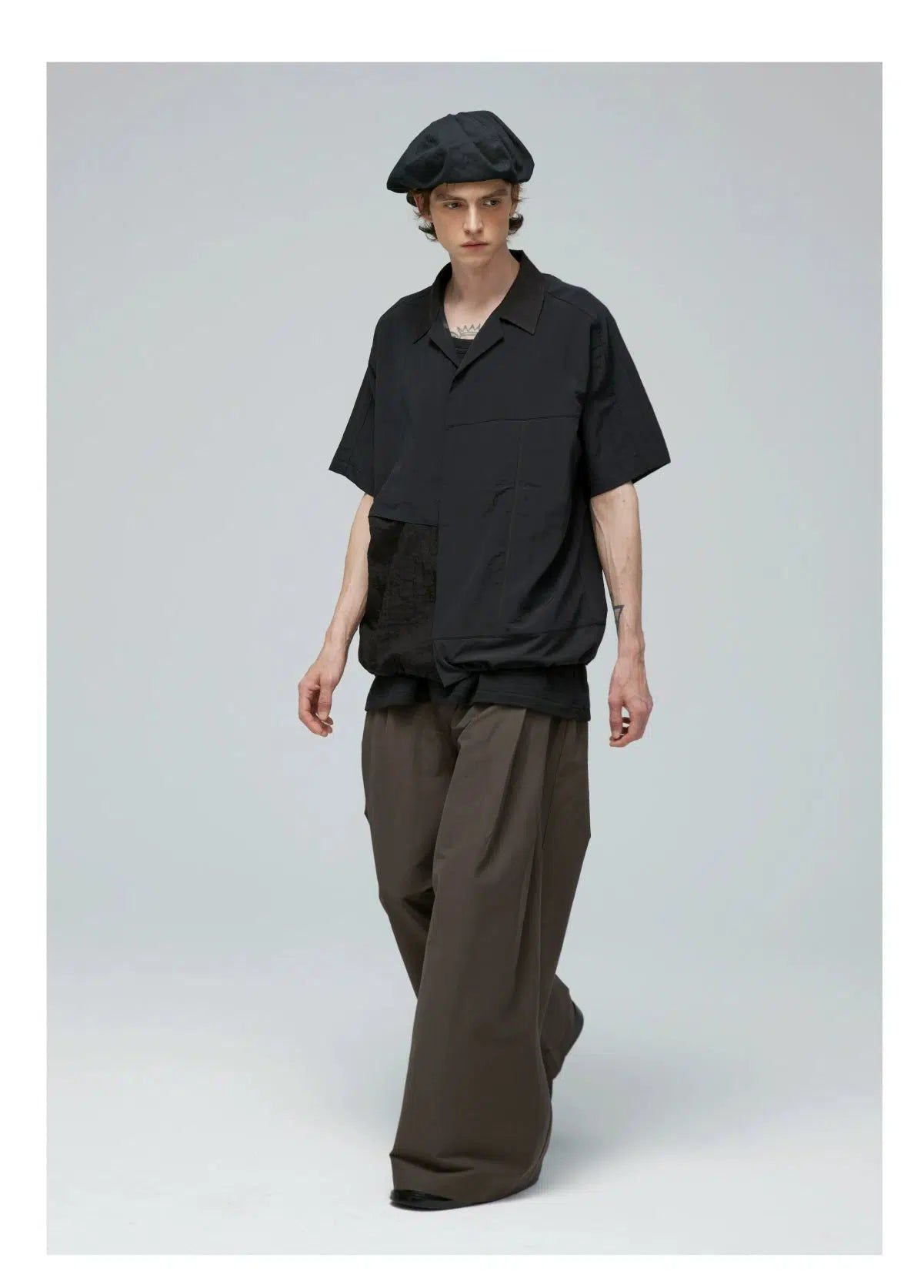 Spliced Buttoned Shirt Korean Street Fashion Shirt By Decesolo Shop Online at OH Vault