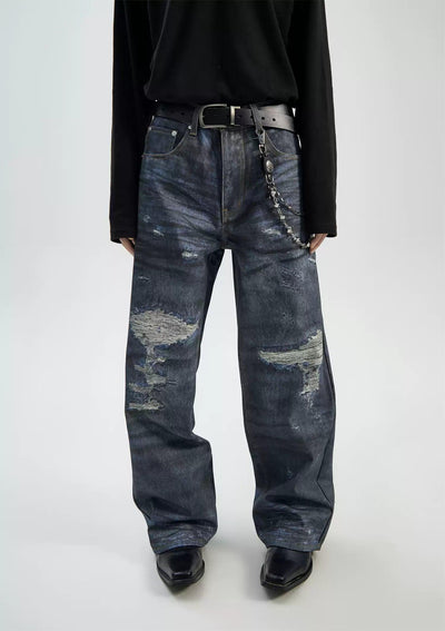 Charcoal Washed Ripped Jeans Korean Street Fashion Jeans By Ash Dark Shop Online at OH Vault