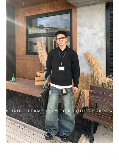 Plain Ribbed Hem Polo Korean Street Fashion Polo By Poikilotherm Shop Online at OH Vault