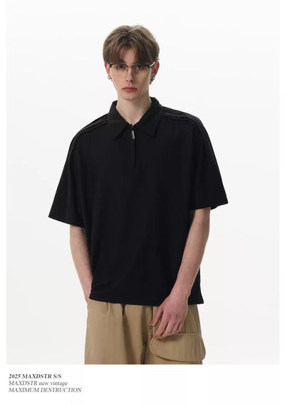 Square Shoulder Casual Fit Polo Korean Street Fashion Polo By MaxDstr Shop Online at OH Vault