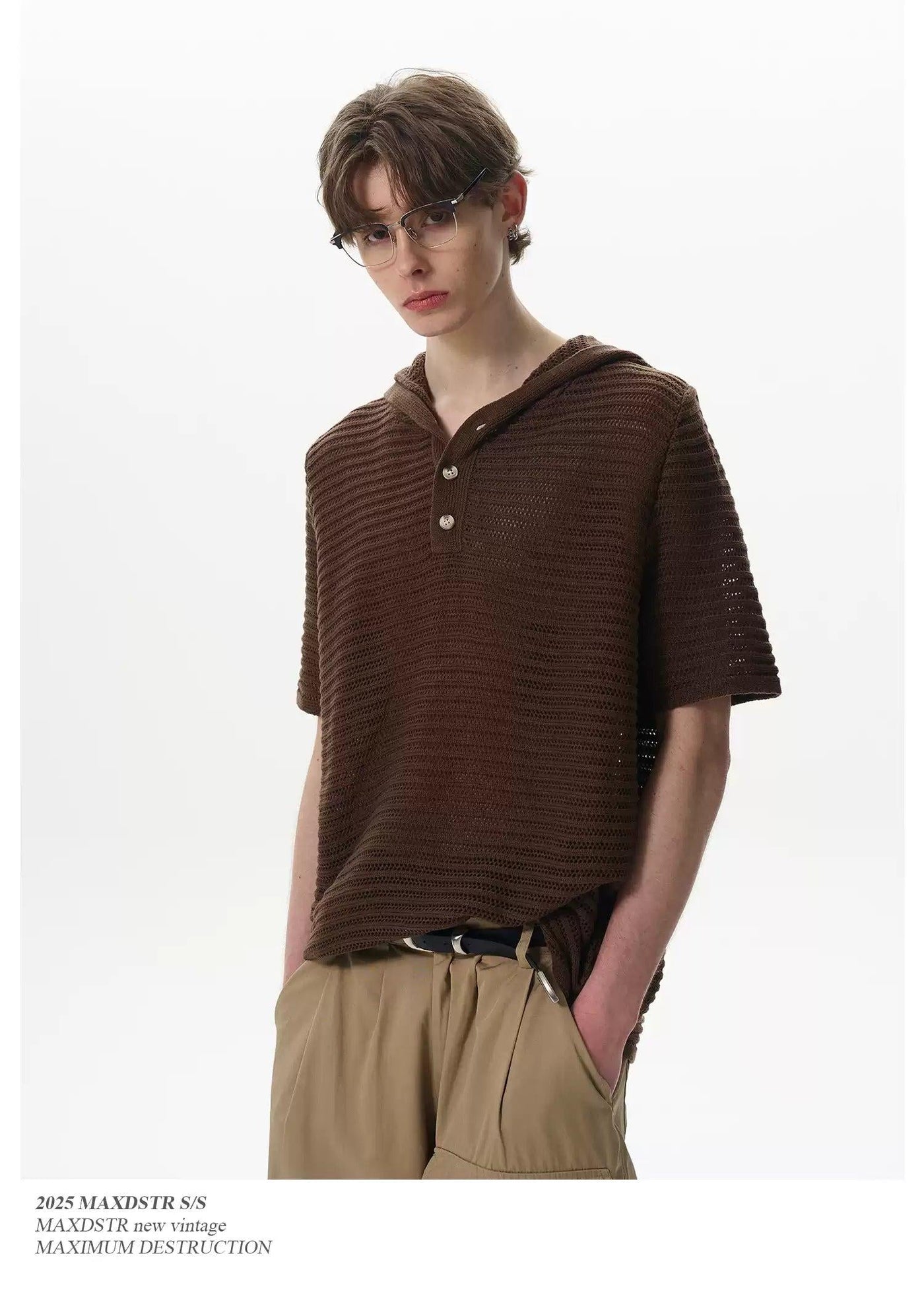Cut-Out Detail Hooded Knit T-Shirt Korean Street Fashion T-Shirt By MaxDstr Shop Online at OH Vault