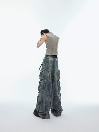 Hand-Painted Ripped Cargo Jeans Korean Street Fashion Jeans By Argue Culture Shop Online at OH Vault