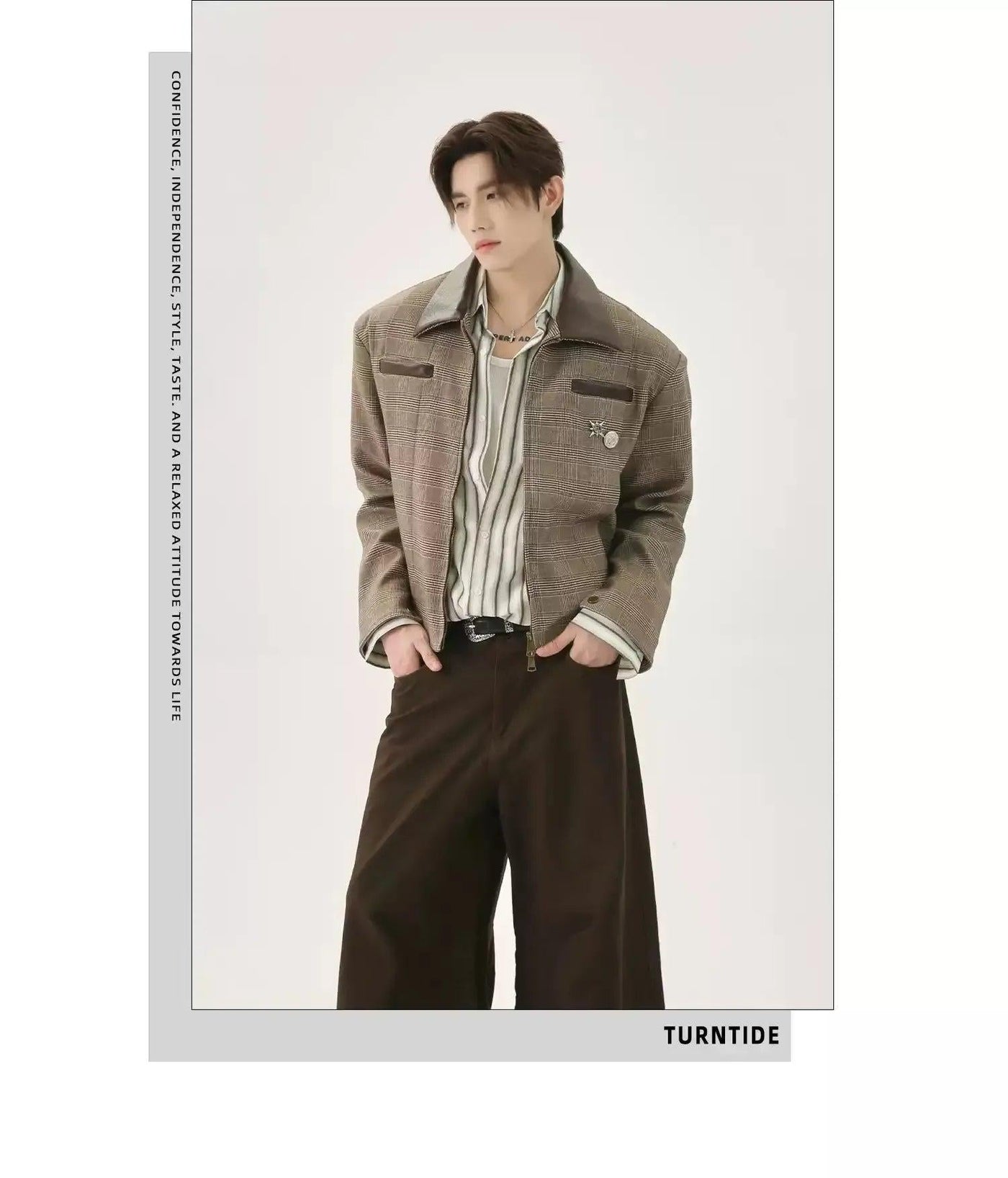 Shoulder Pad Checkered Jacket Korean Street Fashion Jacket By Turn Tide Shop Online at OH Vault