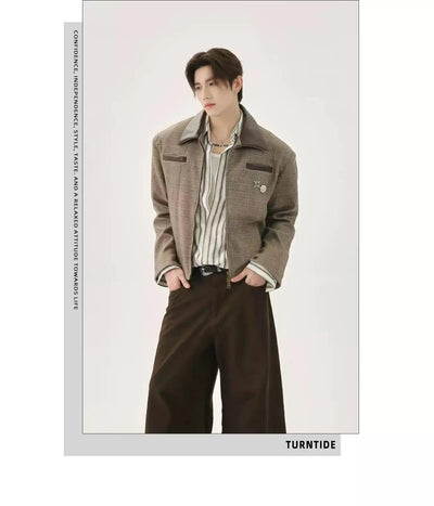 Shoulder Pad Checkered Jacket Korean Street Fashion Jacket By Turn Tide Shop Online at OH Vault