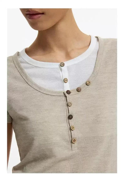 Layered and Buttoned T-Shirt Korean Street Fashion T-Shirt By Conp Conp Shop Online at OH Vault