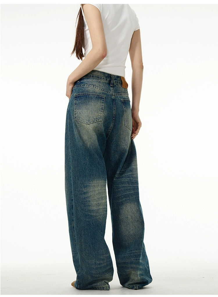 Faded Thigh Comfty Jeans Korean Street Fashion Jeans By 77Flight Shop Online at OH Vault