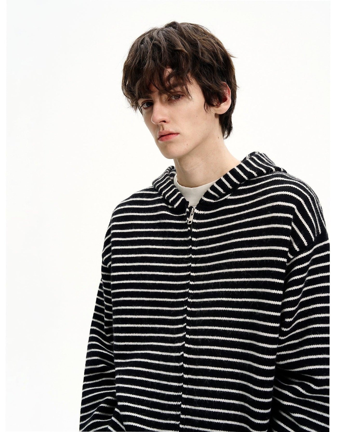Horizontal Stripes Zip-Up Hoodie Korean Street Fashion Hoodie By MaxDstr Shop Online at OH Vault