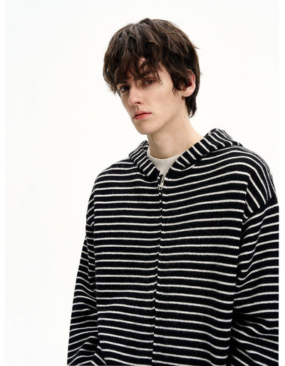 Horizontal Stripes Zip-Up Hoodie Korean Street Fashion Hoodie By MaxDstr Shop Online at OH Vault