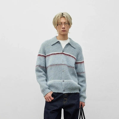 Fuzzy Collared Buttoned Sweater Korean Street Fashion Sweater By Terra Incognita Shop Online at OH Vault