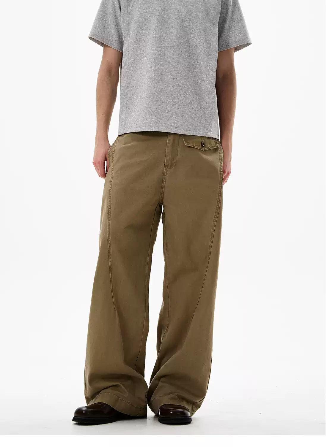Slant Pocket Straight Fit Pants Korean Street Fashion Pants By 77Flight Shop Online at OH Vault