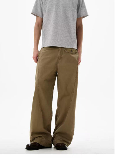 Slant Pocket Straight Fit Pants Korean Street Fashion Pants By 77Flight Shop Online at OH Vault