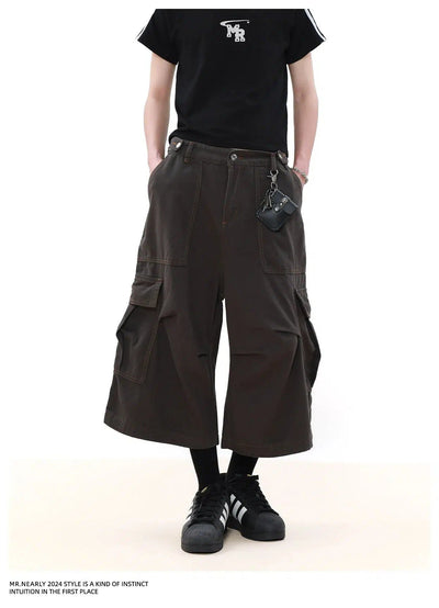 Clean Fit Pleats Cargo Shorts Korean Street Fashion Shorts By Mr Nearly Shop Online at OH Vault