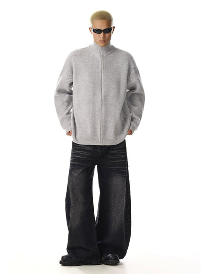 Cozy Zipped Knit Jacket Korean Street Fashion Jacket By MEBXX Shop Online at OH Vault