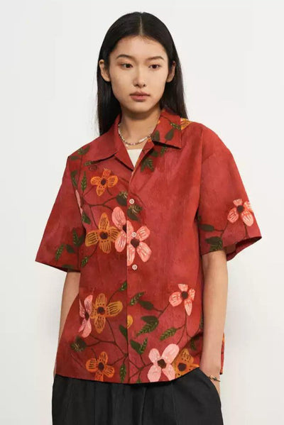 Flowers Graphic Print Shirt Korean Street Fashion Shirt By 11St Crops Shop Online at OH Vault