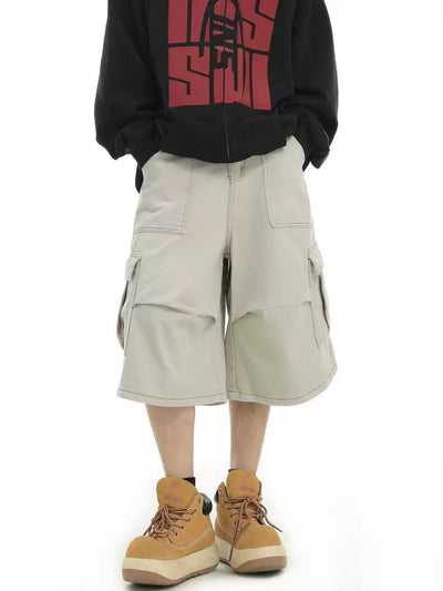 Buttoned Wide Cargo Shorts Korean Street Fashion Shorts By INS Korea Shop Online at OH Vault