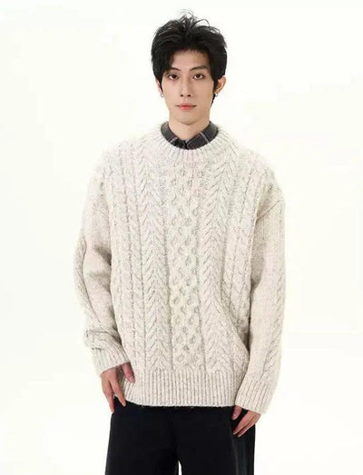 Twisted Relaxed Fit Sweater Korean Street Fashion Sweater By 77Flight Shop Online at OH Vault