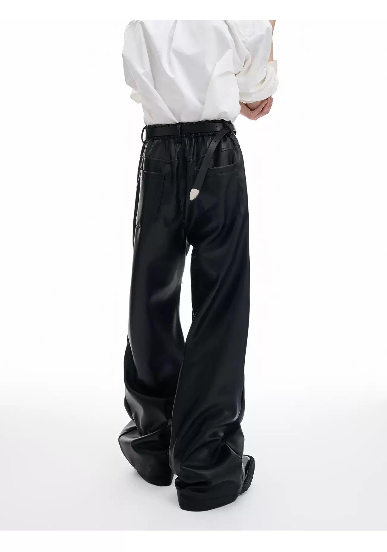 Metallic Zip Slim Fit PU Leather Pants Korean Street Fashion Pants By Argue Culture Shop Online at OH Vault