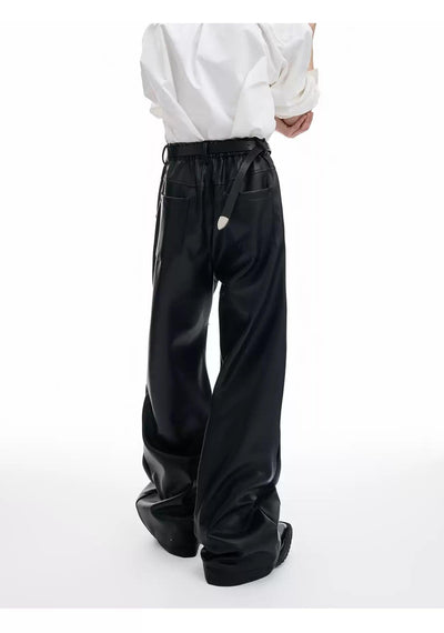 Metallic Zip Slim Fit PU Leather Pants Korean Street Fashion Pants By Argue Culture Shop Online at OH Vault