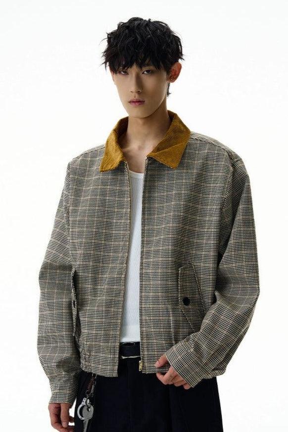 Contrast Collar Side Pocket Plaid Jacket Korean Street Fashion Jacket By A PUEE Shop Online at OH Vault