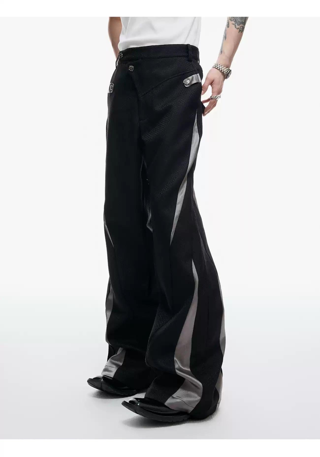 Spliced Contrast Flared Trousers Korean Street Fashion Trousers By Argue Culture Shop Online at OH Vault