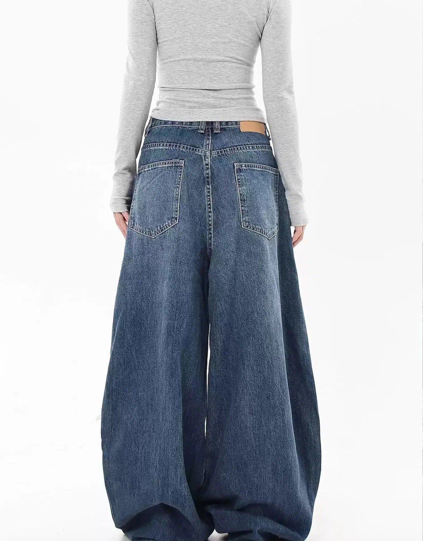 Pleated Washed Baggy Fit Jeans Korean Street Fashion Jeans By Blacklists Shop Online at OH Vault