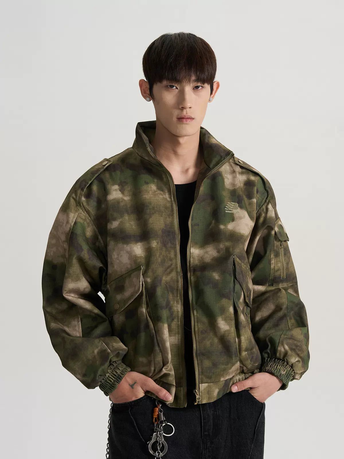 Camouflage Multi-Pocket Short Jacket Korean Street Fashion Jacket By A PUEE Shop Online at OH Vault