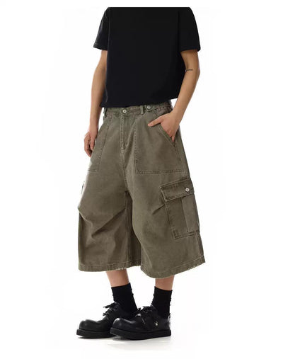 Wide Side Pockets Cargo Denim Shorts Korean Street Fashion Shorts By MEBXX Shop Online at OH Vault