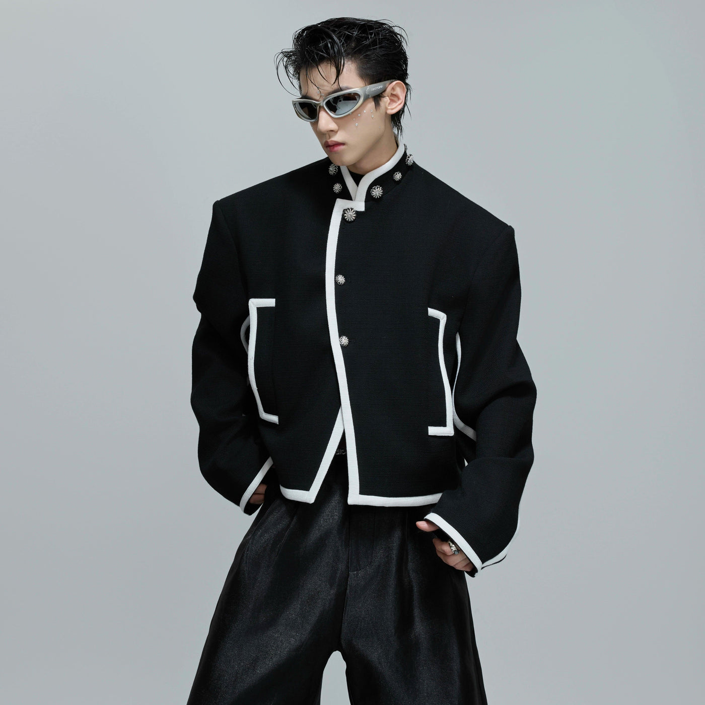 Outline Contrast Boxy Blazer Korean Street Fashion Blazer By Argue Culture Shop Online at OH Vault