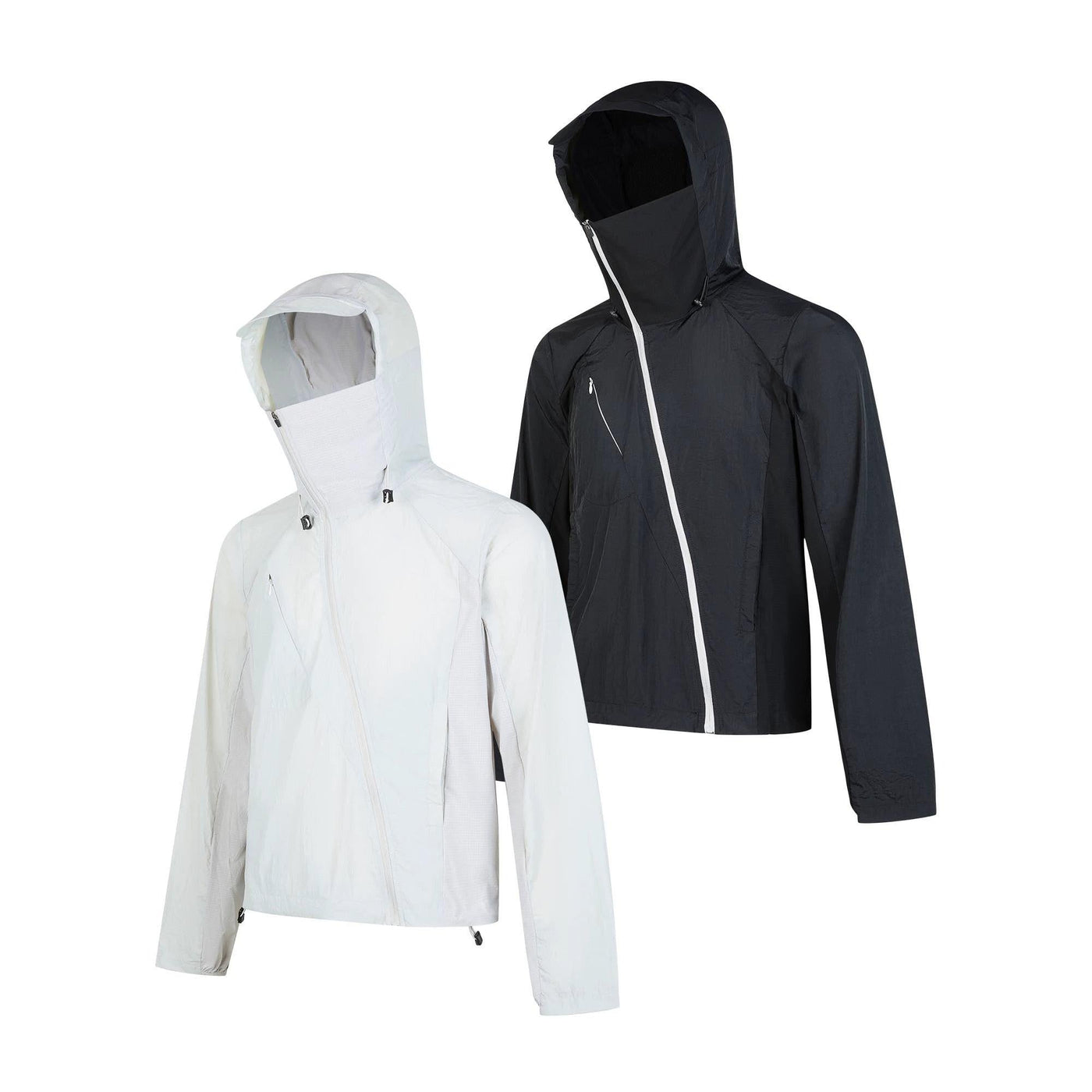 Diagonal Zip Hooded Nylon Jacket Korean Street Fashion Jacket By Made Extreme Shop Online at OH Vault